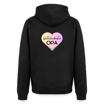 WeltallerbesterOpa- wir haben dich lieb! - Unisex Premium Bio Zip Hoodie - Schwarz - Hinten - Nico (187cm)
