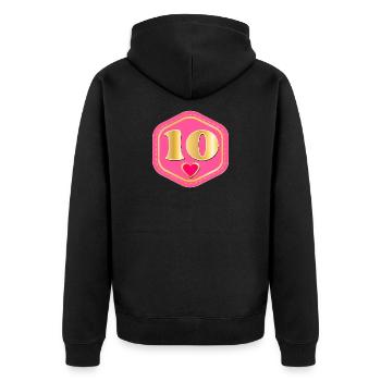 Number Ten - 10th Birthday Ten-Year-Old - Unisex Premium Organic Zip Hoodie - black - Back - Nico (187cm)