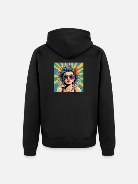 Punk Girl Nancy mit Sonnenbrille Rock HipHop Musik - Unisex Premium Bio Zip Hoodie - Schwarz