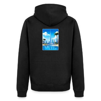 Dubai United Arab Emirates Travel Poster Souvenir - Unisex Premium Organic Zip Hoodie - black - Back - Nico (187cm)