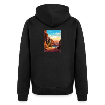 Petra Jordan Affiche de voyage Souvenir Carte Postale Peinture - Veste à capuche bio Premium Unisexe - noir - Dos - Nico (187cm)