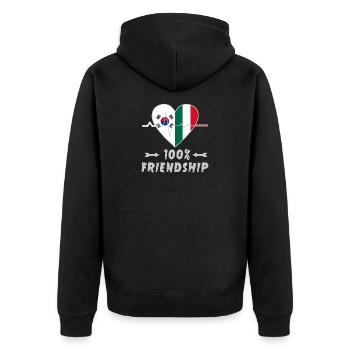 100 % amitié entre la Corée du Sud et l'Italie - Veste à capuche bio Premium Unisexe - noir - Dos - Nico (187cm)