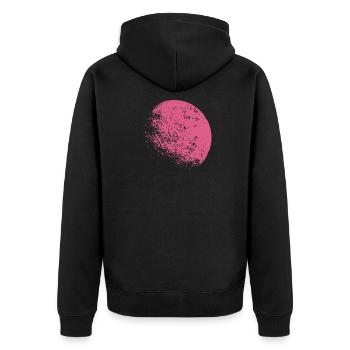 Rosa Mond - Unisex Premium Bio Zip Hoodie - Schwarz - Hinten - Nico (187cm)