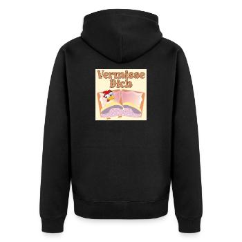 Vermisse Dich - Fernbeziehung - Unisex Premium Bio Zip Hoodie - Schwarz - Hinten - Nico (187cm)