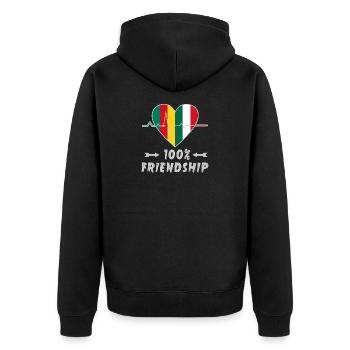 100 % amitié entre le Cameroun et l'Italie - Veste à capuche bio Premium Unisexe - noir - Dos - Nico (187cm)