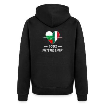 Bulgaria and Italy 100% friendship - Unisex Premium Organic Zip Hoodie - black - Back - Nico (187cm)