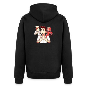 Zerrissen die Stimme des Gewissens - Unisex Premium Bio Zip Hoodie - Schwarz - Hinten - Nico (187cm)