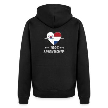 100 % amitié entre la Corée du Sud et les Pays-Bas - Veste à capuche bio Premium Unisexe - noir - Dos - Nico (187cm)