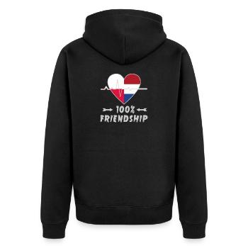 Polen und Niederlande 100% Freundschaft - Unisex Premium Bio Zip Hoodie - Schwarz - Hinten - Nico (187cm)