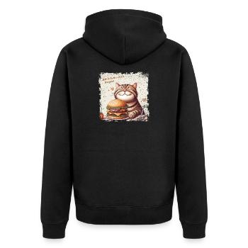 Life is better with Burgers - happy Cat - Unisex Premium Organic Zip Hoodie - black - Back - Nico (187cm)