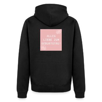 ALLES LIEBE ZUM GEBURTSTAG - HERZEN - Unisex Premium Bio Zip Hoodie - Schwarz - Hinten - Nico (187cm)