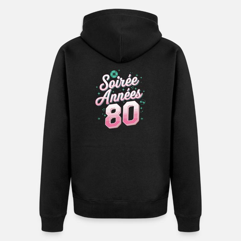 Soirée Année 80 - Veste à capuche bio Premium Unisexe - noir
