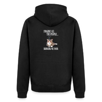 Katze mit Brille - Unisex Premium Bio Zip Hoodie - Schwarz - Hinten - Nico (187cm)
