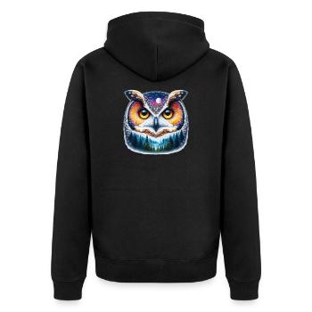 Eule - Unisex Premium Bio Zip Hoodie - Schwarz - Hinten - Nico (187cm)