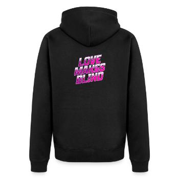 Love Makes Blind Retro Typo - Unisex Premium Bio Zip Hoodie - Schwarz - Hinten - Nico (187cm)