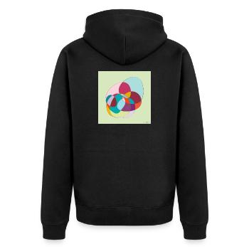 Verschlungene Farbübergänge - Unisex Premium Bio Zip Hoodie - Schwarz - Hinten - Nico (187cm)