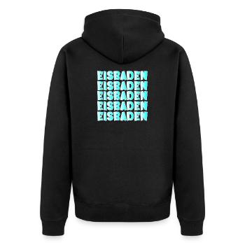 WINTER RESISTENT EIS EISBADEN - Unisex Premium Bio Zip Hoodie - Schwarz - Hinten - Nico (187cm)