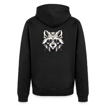 Geometric raccoon in stylish symmetry - Unisex Premium Organic Zip Hoodie - black - Back - Nico (187cm)