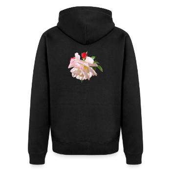 Rose Blossom White Pink Accents - Unisex Premium Organic Zip Hoodie - black - Back - Nico (187cm)