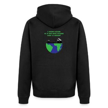 Planet Earth - Unisex Premium Organic Zip Hoodie - black - Back - Nico (187cm)