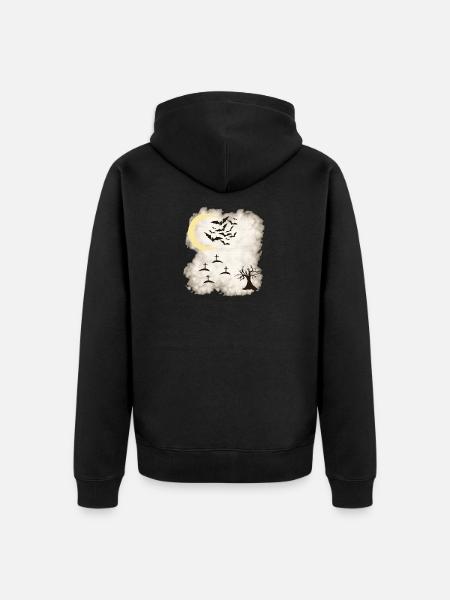 Mondnacht Gothic mit Fledermäusen - Unisex Premium Bio Zip Hoodie - Schwarz