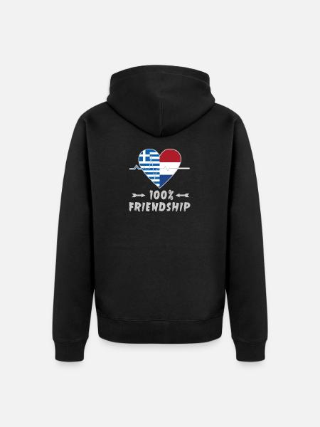 Greece and Netherlands 100% friendship - Unisex Premium Organic Zip Hoodie - black