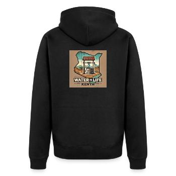 Wasser ist Leben – Kenia Brunnen - Unisex Premium Bio Zip Hoodie - Schwarz - Hinten - Nico (187cm)