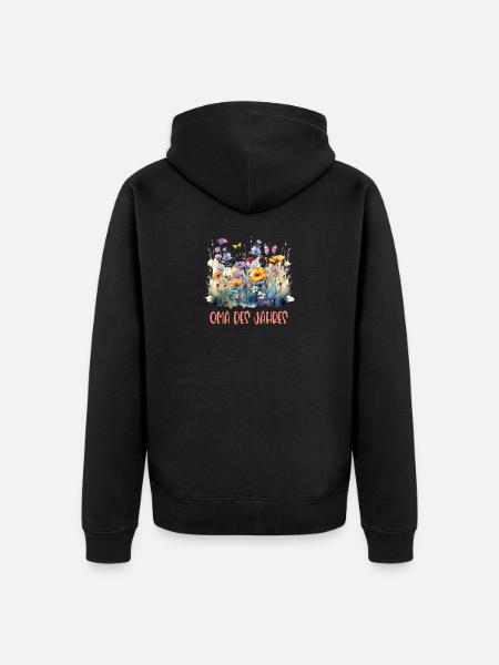Oma des Jahres! - Unisex Premium Bio Zip Hoodie - Schwarz