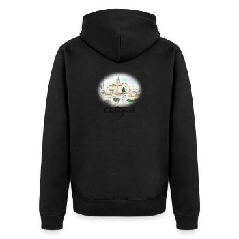 Cadaqués Watercolor - Unisex Premium Organic Zip Hoodie - black - Back - Nico (187cm)