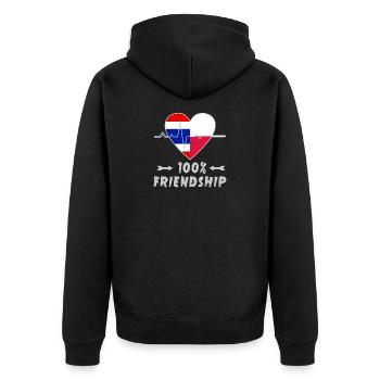 100 % amitié entre la Thaïlande et la Pologne - Veste à capuche bio Premium Unisexe - noir - Dos - Nico (187cm)