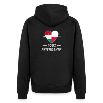 Ungarn und Polen 100% Freundschaft - Unisex Premium Bio Zip Hoodie - Schwarz - Hinten - Nico (187cm)