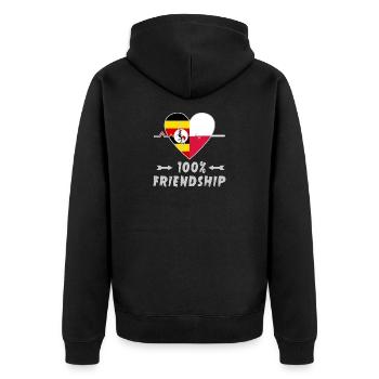 Uganda und Polen 100% Freundschaft - Unisex Premium Bio Zip Hoodie - Schwarz - Hinten - Nico (187cm)