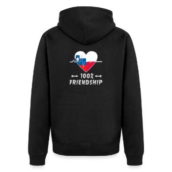 100 % amitié entre la Slovénie et la Pologne - Veste à capuche bio Premium Unisexe - noir - Dos - Nico (187cm)