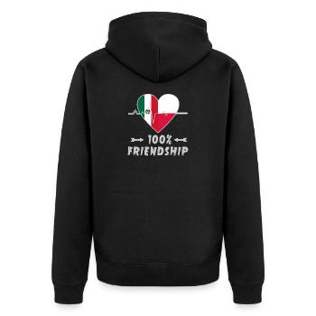 100 % amitié entre le Mexique et la Pologne - Veste à capuche bio Premium Unisexe - noir - Dos - Nico (187cm)
