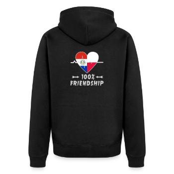 Paraguay und Polen 100% Freundschaft - Unisex Premium Bio Zip Hoodie - Schwarz - Hinten - Nico (187cm)