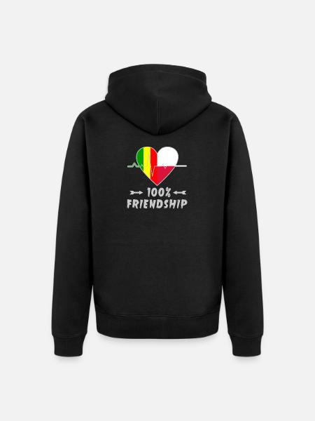 Mali und Polen 100% Freundschaft - Unisex Premium Bio Zip Hoodie - Schwarz