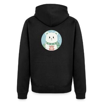 Süßer Eisbär in Weihnachtsstimmung - Unisex Premium Bio Zip Hoodie - Schwarz - Hinten - Nico (187cm)