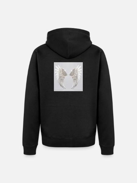 Engelsflügel weiß - Unisex Premium Bio Zip Hoodie - Schwarz