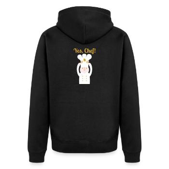 Yes, Chef! l text - Unisex Premium Organic Zip Hoodie - black - Back - Nico (187cm)