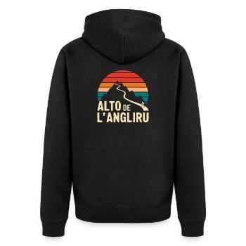 Alto de L’Angliru Cyclist - Unisex Premium Organic Zip Hoodie - black - Back - Nico (187cm)