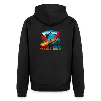 Gavia Pass - Legendary Ascent - Italy - Unisex Premium Organic Zip Hoodie - black - Back - Nico (187cm)