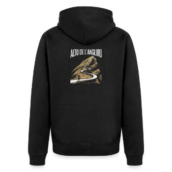 Alto de L’Angliru Climb - Unisex Premium Organic Zip Hoodie - black - Back - Nico (187cm)