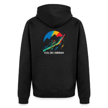 Col de l'Iseran Cycling France - Unisex Premium Organic Zip Hoodie - black - Back - Nico (187cm)