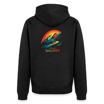 Col du Galibier Cycling - Unisex Premium Organic Zip Hoodie - black - Back - Nico (187cm)