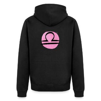 Sternzeichen Waage - Unisex Premium Bio Zip Hoodie - Schwarz - Hinten - Nico (187cm)