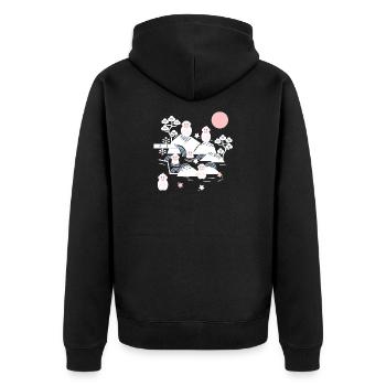 Singes effrayants dans une source chaude l blanc rose bleu - Veste à capuche bio Premium Unisexe - noir - Dos - Nico (187cm)