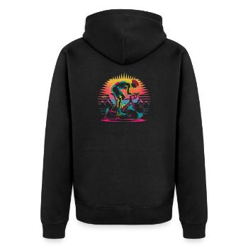 Retro Cyclist Turbo Trainer - Unisex Premium Bio Zip Hoodie - Schwarz - Hinten - Nico (187cm)