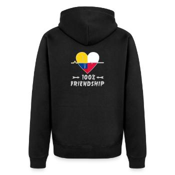 100 % amitié entre la Colombie et la Pologne - Veste à capuche bio Premium Unisexe - noir - Dos - Nico (187cm)