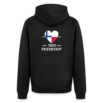 Finnland und Polen 100% Freundschaft - Unisex Premium Bio Zip Hoodie - Schwarz - Hinten - Nico (187cm)
