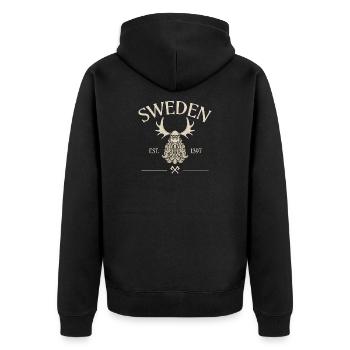 Sweden - Viking Beard - Mosses - Unisex Premium Organic Zip Hoodie - black - Back - Nico (187cm)